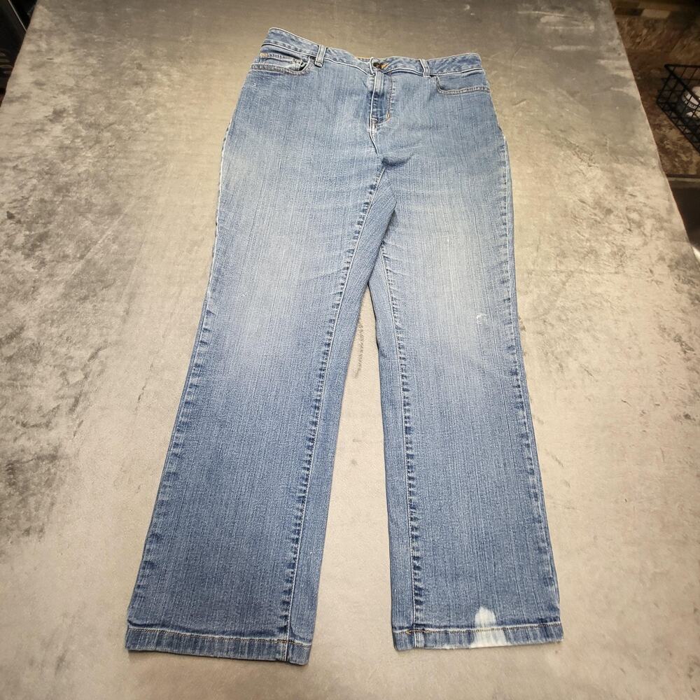 L.L. Bean Jeans Womens 14 Petites Blue Straight Classic Fit Light Wash Stretch